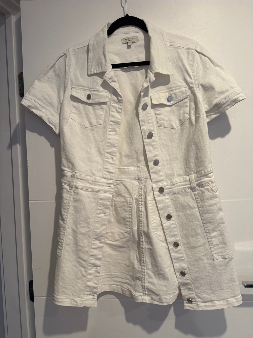 Habitual White Short-Sleeve Denim Jacket Dress